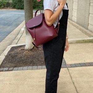 Ralph Lauren Burgundy Dryden Flap Leather Backpack